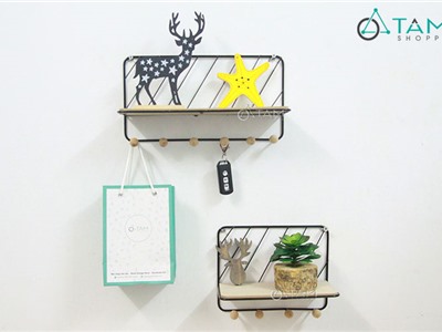 Kệ sắt treo tường trang trí có móc treo số 23